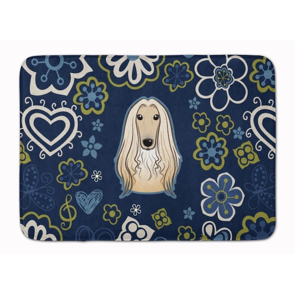 Carolines Treasures Blue Flowers Afghan Hound Machine Washable Memory Foam Mat BB5095RUG - main